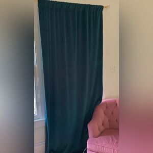 Anthropologie Louise Velvet Curtain Panel Dark Teal Turquoise 50x96